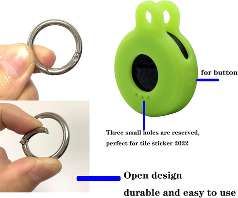 Case for Tile Sticker (2022) 2-Pack. (Glow in Dark)Small Bluetooth Tracker Cover, Protective Holder for Key Remote Finder and Item Locator, Pets Dog Cat Collar Tracker Accessories,Glow Green+Glow Blue