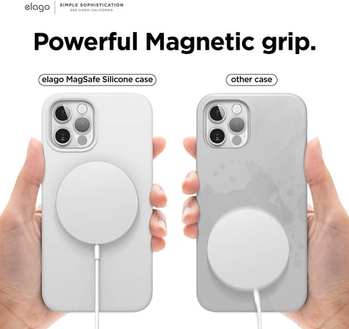 elago Magnetic Case for iPhone 12 Pro Max (6.7 inch) - White, Soft Grip Silicone, Built-in Magnets, Compatible with