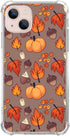 Fall Leaves Pumpkin Acorns Case for iPhone 14 Plus, Aesthetic Autumn Halloween Cover for Teens, Cool TPU Bumper