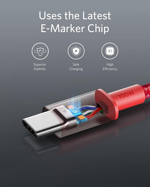 Anker 333 Fast Charging Cable (6ft, 100W, 2-Pack) for MacBook Pro, iPad Pro, Galaxy S21, Pixel, Switch & more (Red)