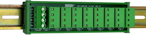 OONO Whole House Audio Stereo - 8-Zone Speaker Distribution Module with DIN Rail Mount Carrier