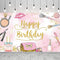 Generic Makeup Spa Happy Birthday Backdrop for Girls Women Princess Pink Make Up