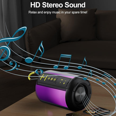 CofunKool 5.3, Portable Speaker with RGB Light, AUX/TF-Card/USB Flash Drive Input, Wireless Bluetooth TWS Dual Pairing
