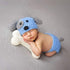 Newborn Baby Girl Boy Photo Props, Crochet Knitted Blue Dog Hat & Shorts Set for Photography Shoot (0-6 Months)