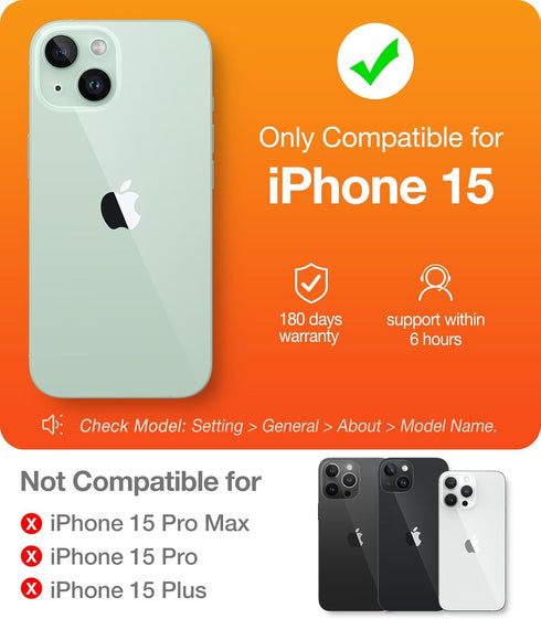 iPhone 15 Case by TORRAS: Slim, Shockproof, 12FT Military Grade Drop Protection, Black with Translucent Back & Silicone