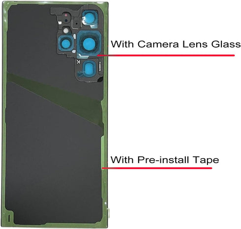 Galaxy Black S23 Ultra Back Glass Replacement for Samsung Galaxy S23 Ultra 5G Back Glass Cover with Pre-Installed Camera Lens and Adhesive + Repair Tool Kits