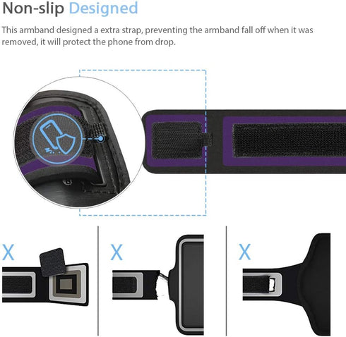 JEMACHE Gym Running Workouts Arm Band - Galaxy S25+ S24+ Armband for Samsung Galaxy S25/S24/S23/S22/S21 Plus (Purple)