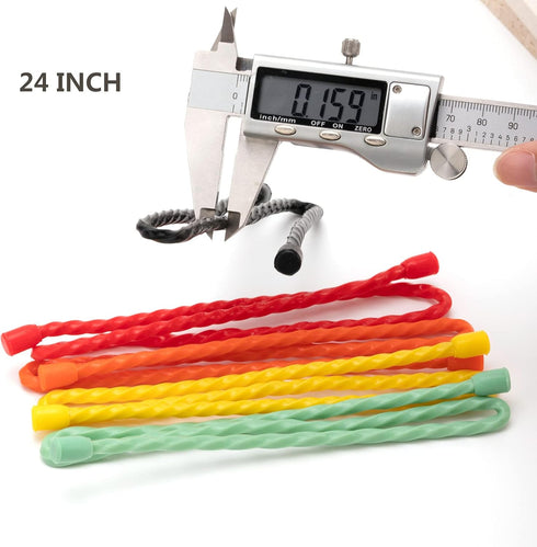 Gesipor 20 PCS Silicone Cable Ties, Reusable Rubber Twist Ties for Bundling and Holding, Indoor/Outdoor Use