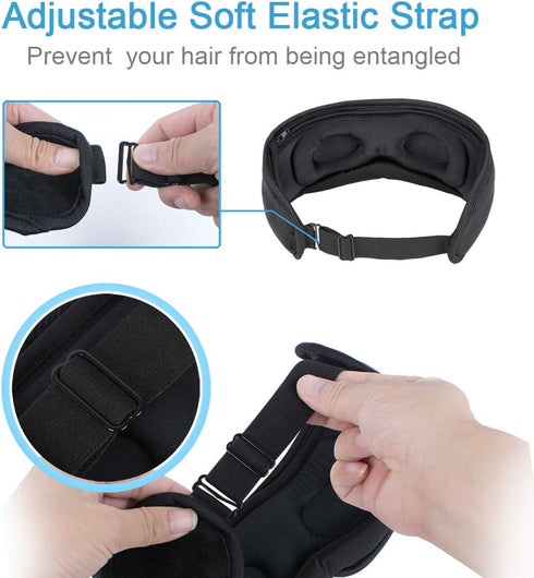 Sleep Headphones Black - Update Wireless 3D Eye Mask with Ultra-Thin HD Stereo Speakers for Side Sleepers, Travel
