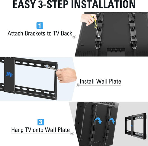 Mounting Dream Tilt TV Wall Mount Bracket for Most 42-70 Inches TV, Tilt up to 20 Degrees, Loading 132 lbs