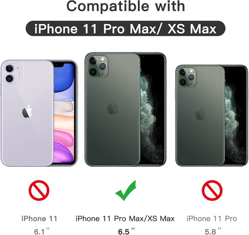 JETech 3-Pack Full Coverage Screen Protector for iPhone 11 Pro Max/XS Max 6.5", Black Edge, 9H Tempered Glass, HD Clear