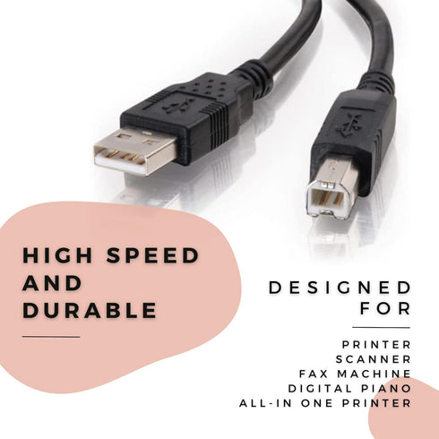 6 MFC-J5910DW FEET USB Cable for Brother Printer Wireless Color Photo Printer with Scanner, Copier and Fax