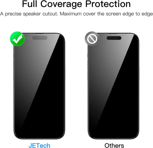 JETech Full Coverage Screen Protector for iPhone 14 Pro Max 6.7-Inch, 9H Tempered Glass Film, HD Clear, 3-Pack