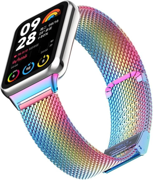 Straps for Xiaomi Mi Band 8 Pro/Redmi Smartwatch 4, Metal Bracelet Protective Frame and 18MM Steel Mesh