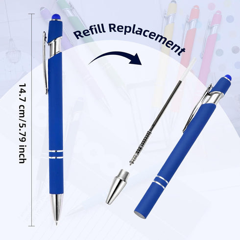 MorPionk 8 Pack 2-in-1 1.0 mm Ballpoint Pen Stylus Retractable Metal Stylus Pens for Touch Screens with Stylus tip