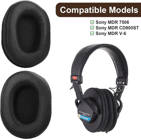 MDR-V6 Earpads Replacement Ear Cushions for Sony MDR-7506, MDR-V6, MDR-V7, MDR-CD900ST Headphones