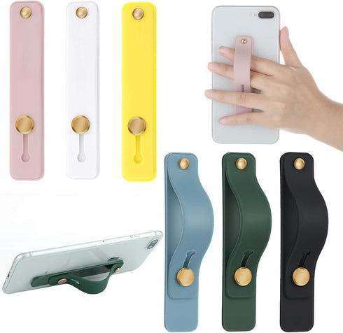 Weewooday 6 Pieces Phone Grip Holder, Telescopic Finger Strap Stand, Universal Finger Kickstand for Most Smartphones