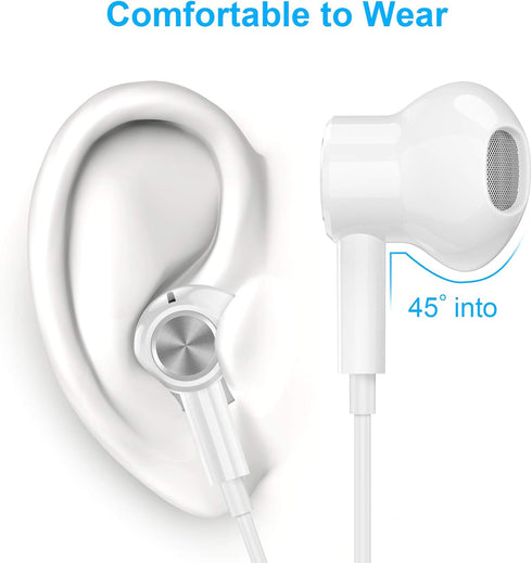 USB C Headphones - Noise Canceling Wired Earbuds for iPhone 15 Pro Max, Galaxy S20 FE, S23, Pixel 6/7/8, and more.