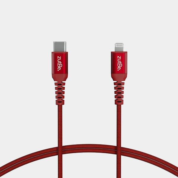 Shield USB-C to Lightning Cable 6ft Red, Braided Kevlar for iPhone 14 13 12 11 Pro/Pro Max, iPad, AirPods (MFI