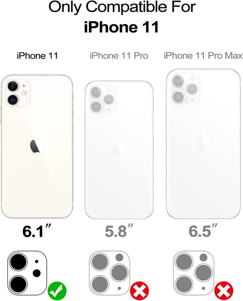 WeLoveCase iPhone 11 Wallet Case for Women, Men Defender Credit Card Holder Cover with Hidden Mirror, Shockproof