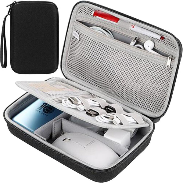 Hard Electronic Organizer Travel Case, Electronics Accessories Organizer Pouch Bag, Double Layer Shockproof Box for