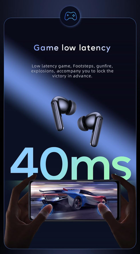 Active Noise Cancelling Earbuds, Bluetooth with Qi Wireless Charge, ANC + ENC with Mics and Travel Pouch