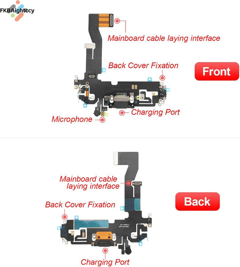 Dock Connector for iPhone 12 Pro Charging Port Replacement, USB Charger Board Flex Cable Parts with Tools