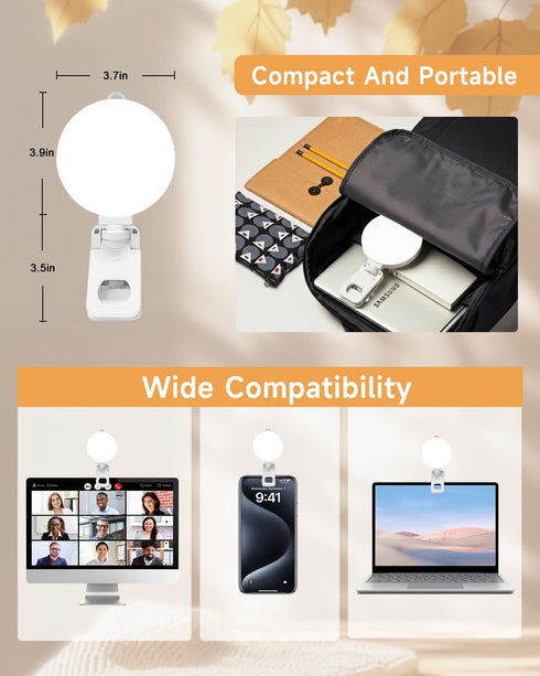GSYXERGILES 3 10 Ring Light for Computer Monitor, Color Modes & Brightness Levels USB Clip on Ring Light for Laptop