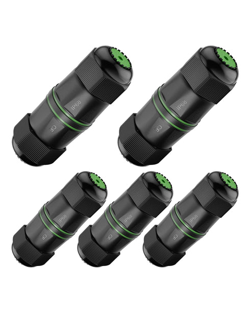 Waterproof RJ45 Coupler Shielded 5-Pack, IP68 Small Outdoor Ethernet Connector Female to Female Extender for CAT6/CAT5E