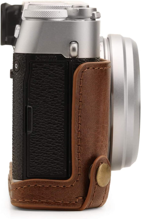 MegaGear MG1895 Genuine Leather Camera Half Case for Fujifilm X100V - Brown