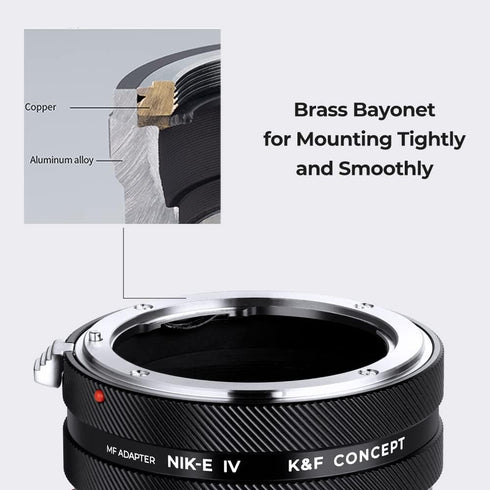 K&F Concept Lens Mount Adapter NIK-NEX IV Manual Focus for Nikon F Lens and Sony E Mount Camera Body