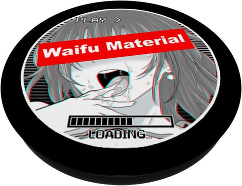 Waifu Material Funny Ahegao Face Girl Hentai Lovers PopSockets PopGrip: Swappable Grip for Phones & Tablets