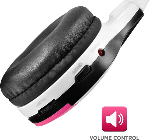 XO Vision IR630P Wireless Foldable Headphones - Pink, Bluetooth-Enabled, Lightweight, Portable for iPhone, Car, Kids