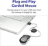Verbatim 98616 Wired Optical Computer Mini USB-A Mouse - Plug & Play Corded Small Travel Mouse with Retractable Cable
