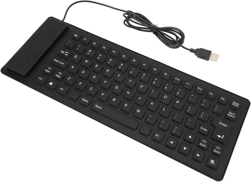 VBESTLIFE Foldable Silicone Keyboard, USB Wired 85 Keys Waterproof Rollup Keyboard for Laptop (Black)