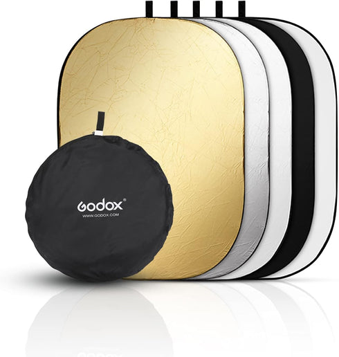 GODOX 24x36/60x90cm Collapsible Photography Light Reflector, 5-in-1 Oval Multi Disc Diffuser with Carrying