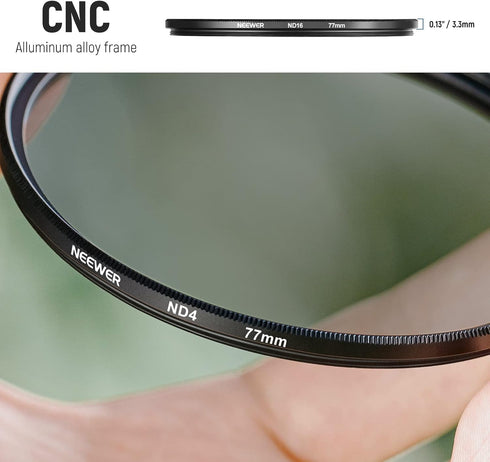 Neewer 77mm ND Lens Filter Kit: ND2 ND4 ND8 ND16, Lens Cleaning Pen, Filter Pouch for Canon Nikon Sony DSLR