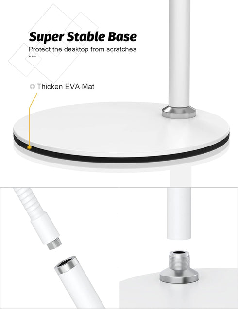 Cell Phone Stand, Adjustable Height & Angle Gooseneck Holder for Desk, Aluminum Alloy for 3.5"-7" Devices