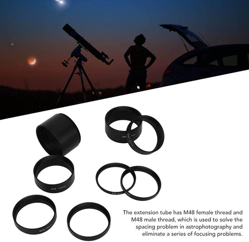M48 Extension Tube Kit for Cameras and Eyepieces, Focal Lengths 3-30mm, M48X0.75 on Both Sides