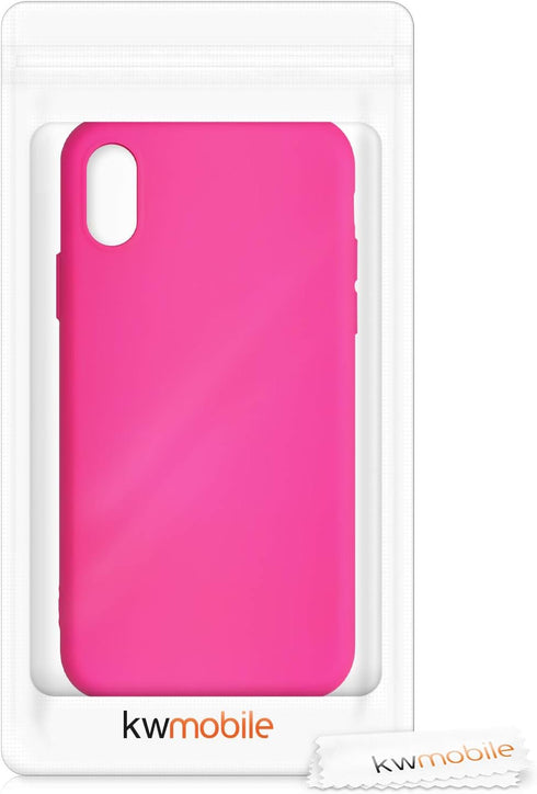 kwmobile Case Compatible with Apple iPhone Xs, Slim Protective TPU Silicone Phone Cover in Neon Pink