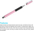 MECCANIXITY 2 in 1 Stylus Pens for Touch Screens, Universal Capacitive Stylus with 4 Fiber & 2 Disc Tips, Pink