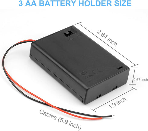 Goweewon 2 Pack 3 (3x1.5 4.5V Pack (3 AA Battery Holder, AA Battery Holder with Leads, with Switch, Volt) AA Battery