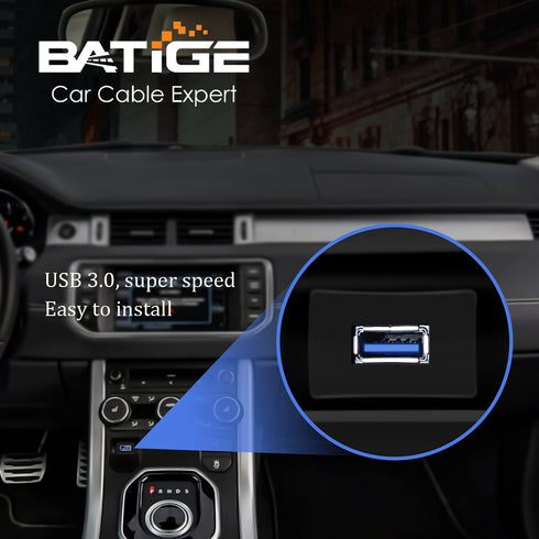 BATIGE Square Single Port USB 3.0 Panel Flush Mount Extension Cable for Car Truck Boat (3ft)