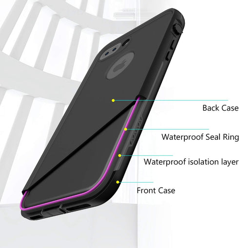 for iPhone 8 Plus & 7 Plus Waterproof Case - Underwater Snowproof Dirtproof Shockproof Cover (Black/Gray)