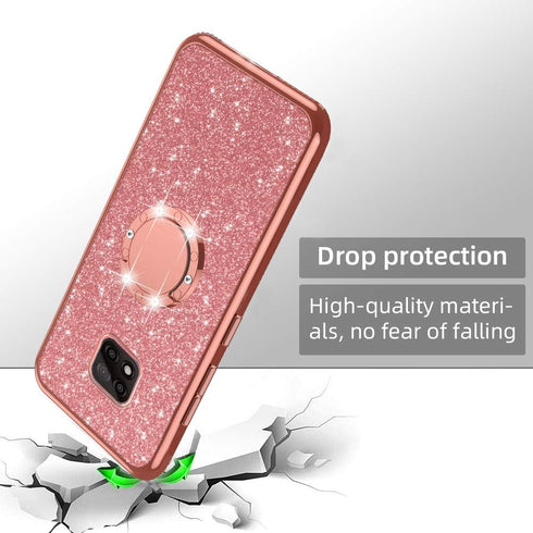 nancheng Glitter Luxury Case for Moto G Power 2021, Soft TPU Silicone with Kickstand, Rose Gold
