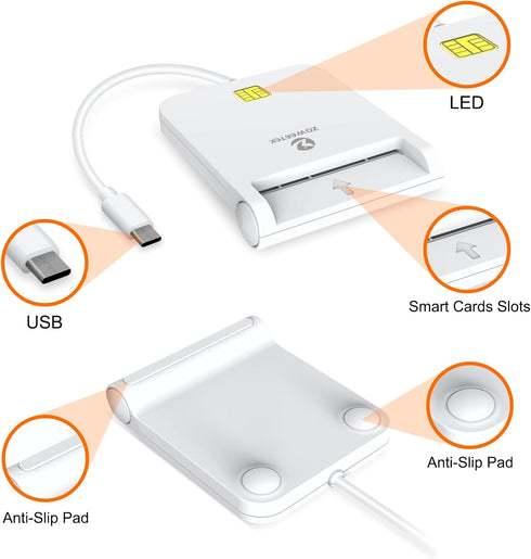 ZOWEETEK CAC Reader Military, USB C CAC Reader for Mac OS/Windows/Linux, Compatible with Military Common Access Card