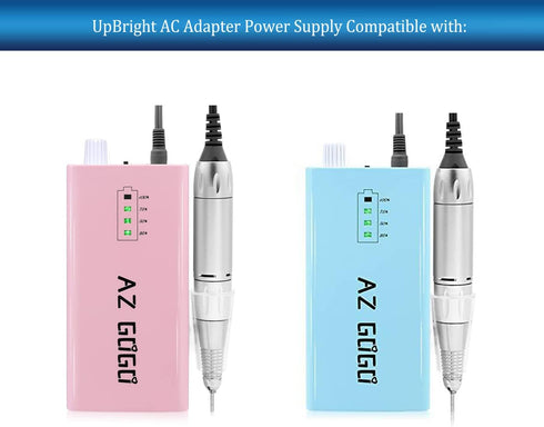 UpBright 12V AC/DC Adapter Compatible with AZGOGO AZ GOGO TP283 30000RPM 30000 RPM Professional Portable Nail Drill Machine Li-ion SOY-1260150US 12.6V 1.5A Power Supply Cord Cable Battery Charger