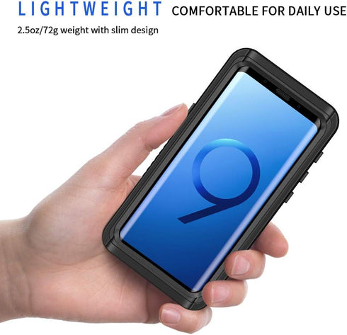 Lanhiem IP68 Waterproof Dustproof Case for Samsung Galaxy S9, Rugged Full Body Shockproof Cover with Built-in Screen
