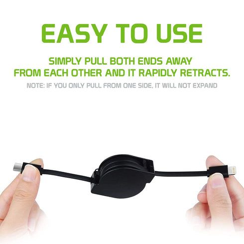 Retractable Lightning to USB-C Charging Cord Compatible with iPhone 14 Pro, 14 Pro Max, 14 Plus, 13, 12, 11, iPad