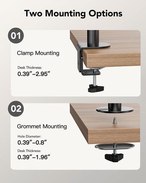 HUANUO Vertical Dual Monitor Mount, Stacked Monitor Stand for 2 Monitors with Height Adjustment